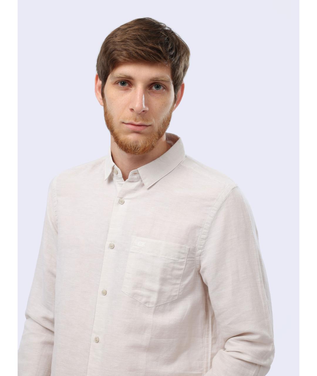 CALVIN KLEIN Бежевая кэжуал рубашка, фото 5