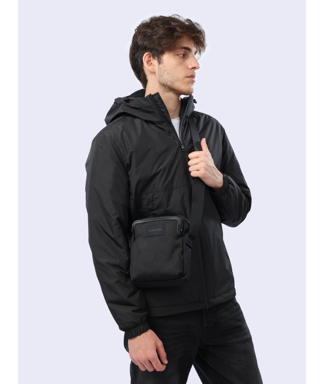 CALVIN KLEIN Черная тканевая сумка на плечо, фото 6