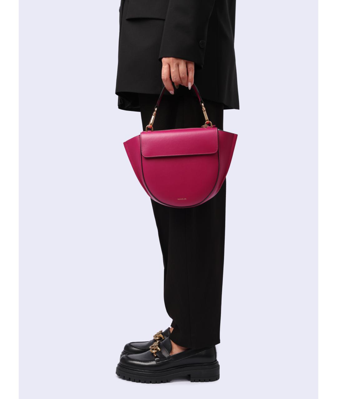 WANDLER Фуксия кожаная сумка с короткими ручками, фото 2