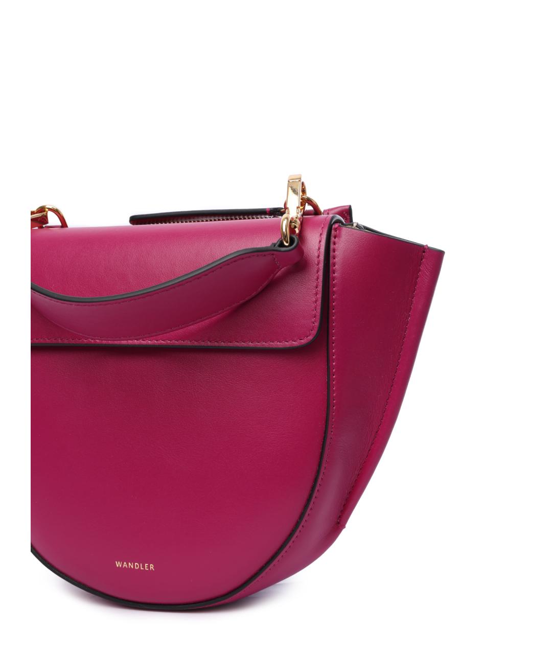 WANDLER Фуксия кожаная сумка с короткими ручками, фото 5