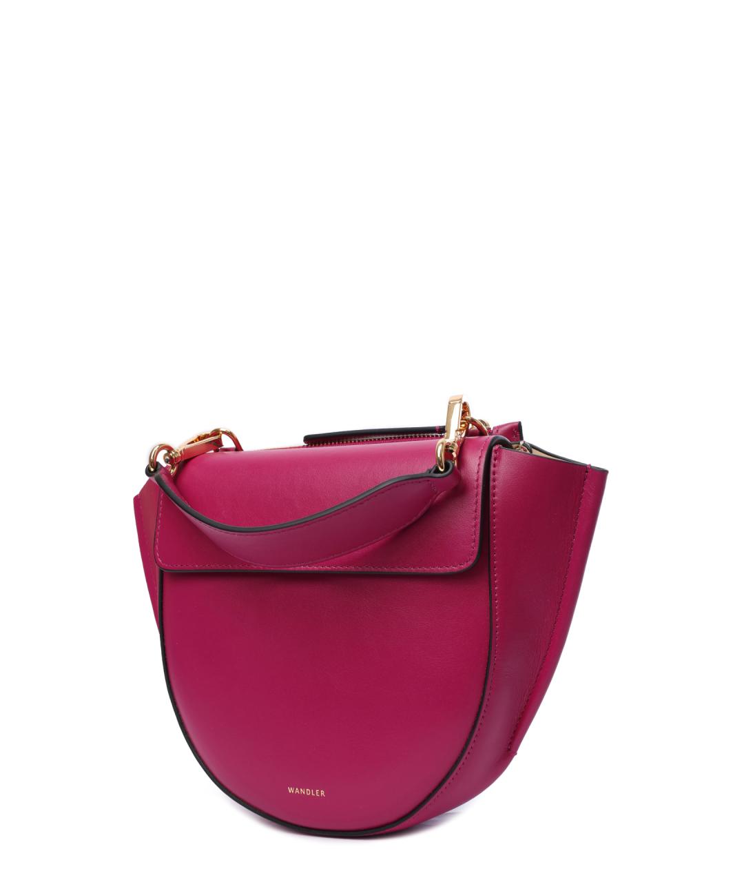 WANDLER Фуксия кожаная сумка с короткими ручками, фото 3