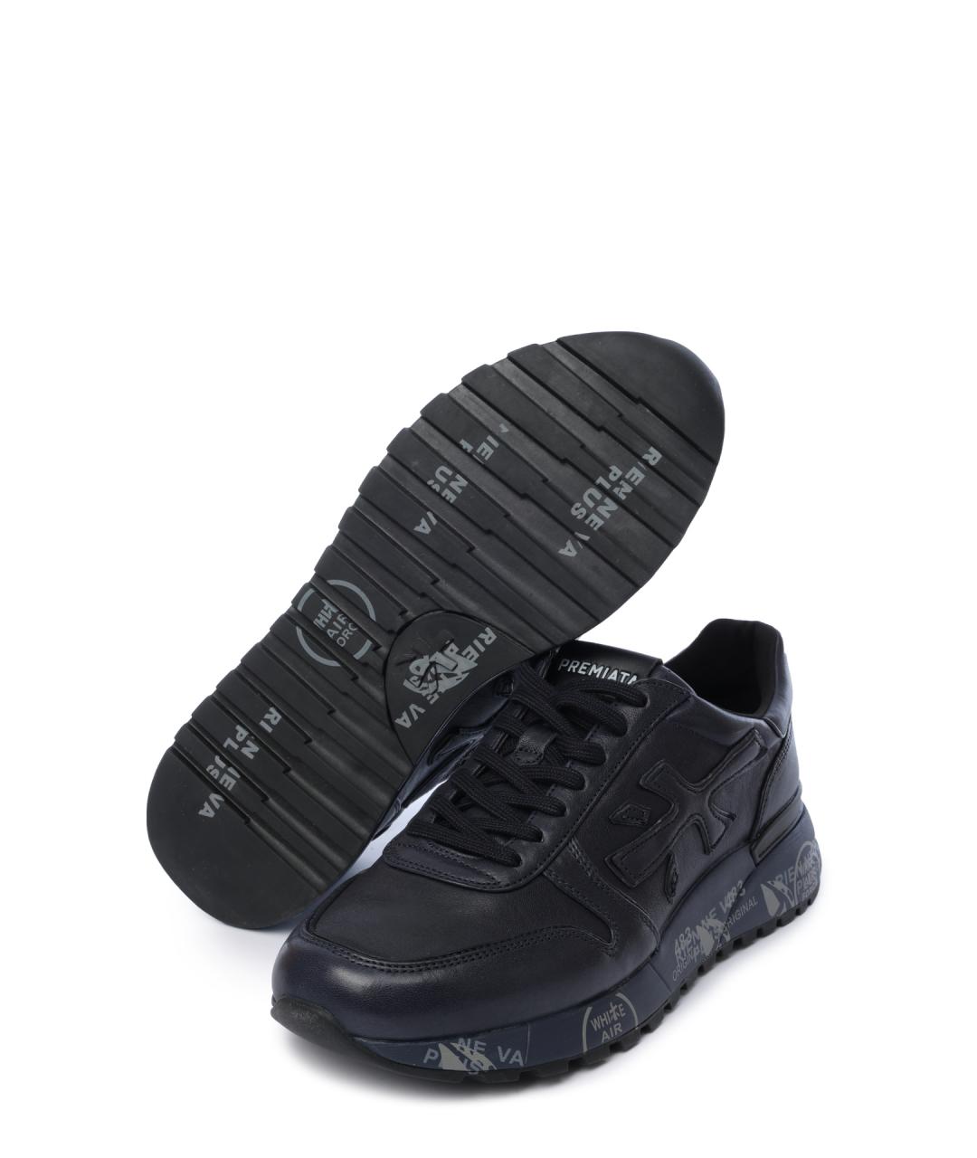 PREMIATA Черные кожаные низкие кроссовки / кеды, фото 4