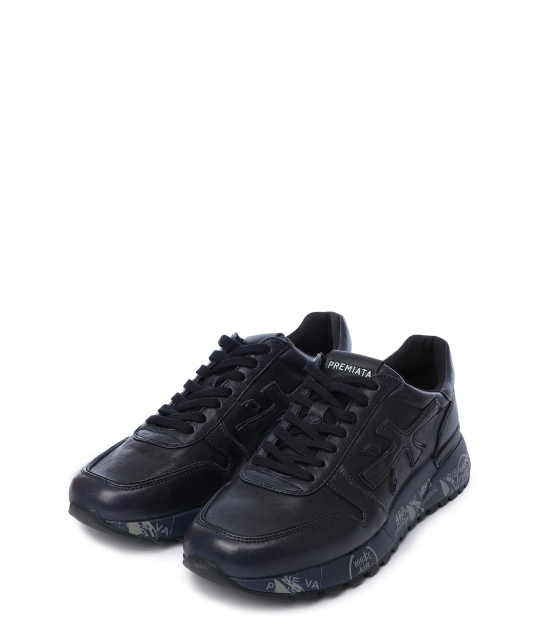 PREMIATA Черные кожаные низкие кроссовки / кеды, фото 2