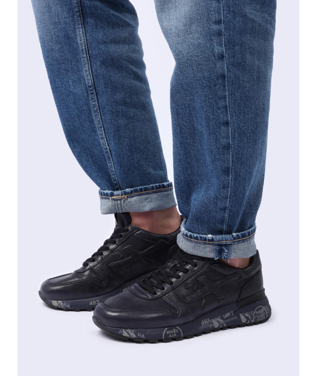 PREMIATA Черные кожаные низкие кроссовки / кеды, фото 7