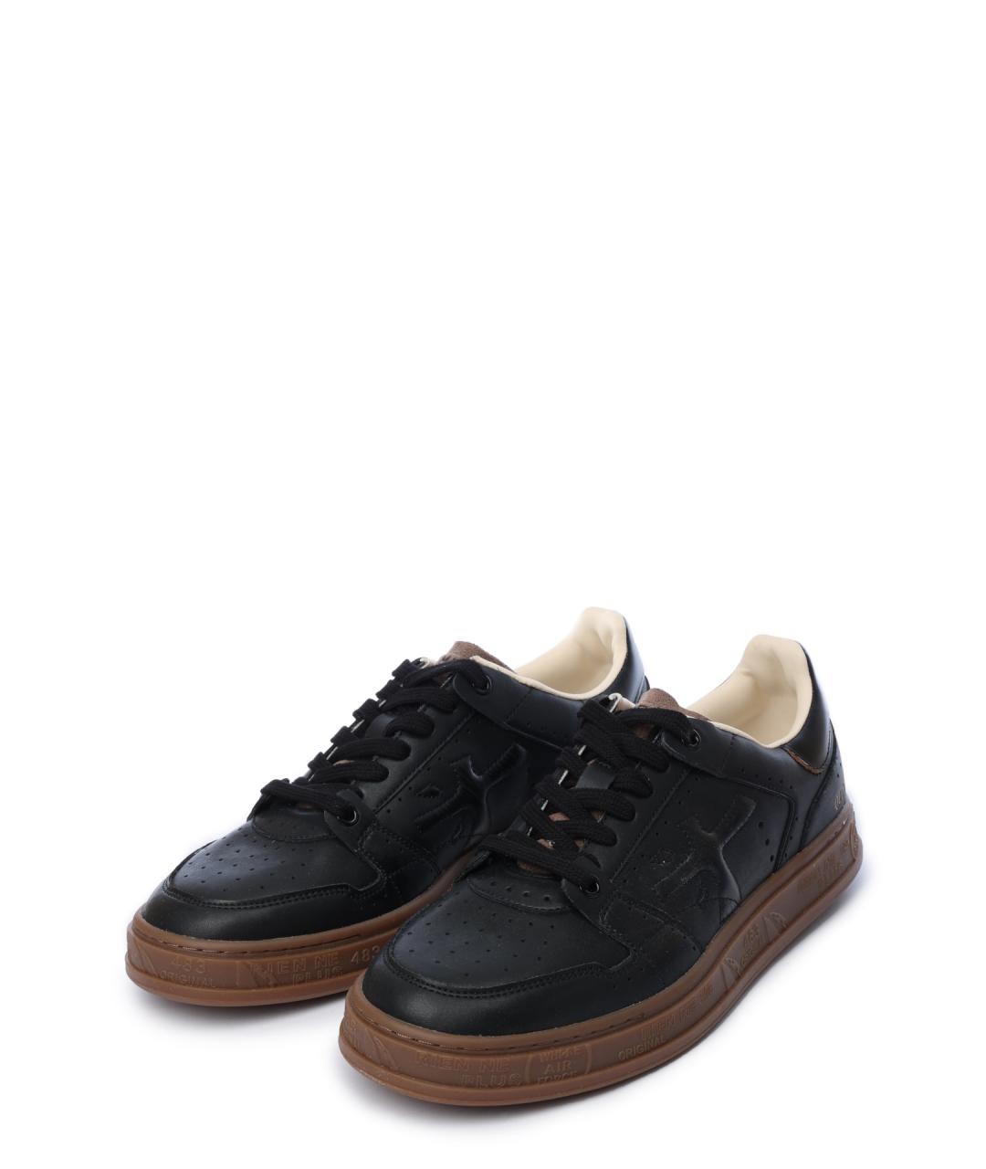 PREMIATA Черные кожаные низкие кроссовки / кеды, фото 2