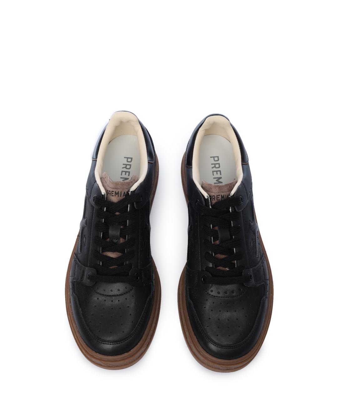 PREMIATA Черные кожаные низкие кроссовки / кеды, фото 5
