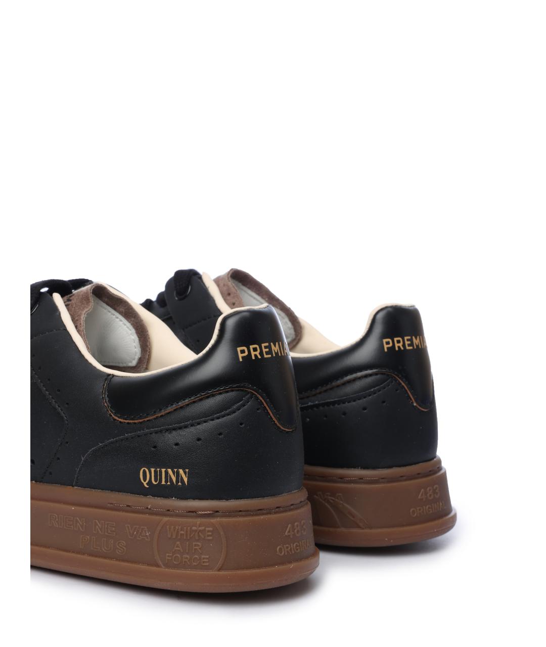 PREMIATA Черные кожаные низкие кроссовки / кеды, фото 6