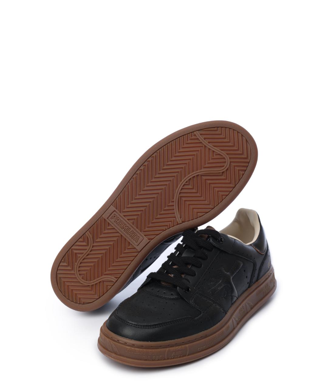 PREMIATA Черные кожаные низкие кроссовки / кеды, фото 4