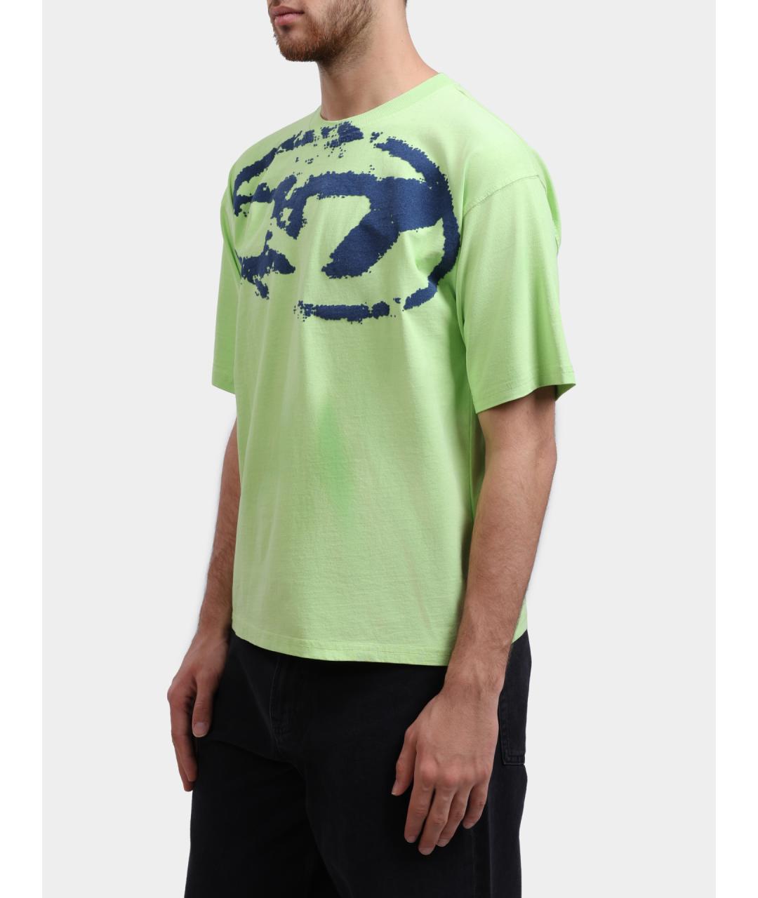 DIESEL Зеленая хлопковая футболка, фото 3