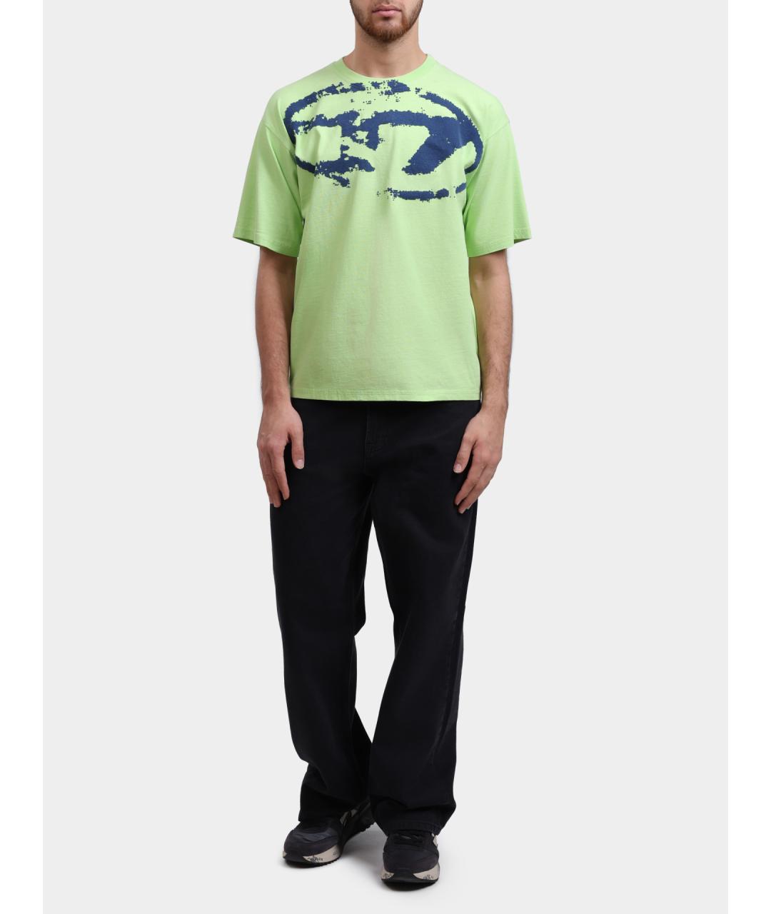 DIESEL Зеленая хлопковая футболка, фото 2