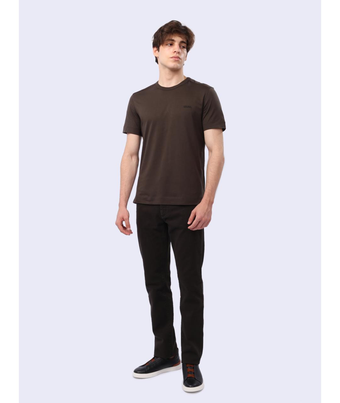 ZEGNA Коричневые прямые джинсы, фото 2