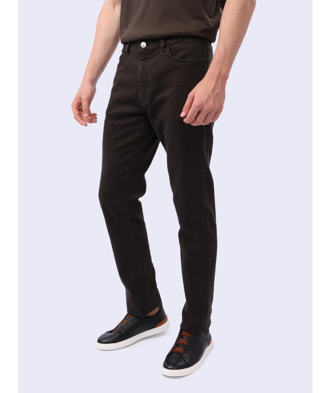 ZEGNA Коричневые прямые джинсы, фото 4
