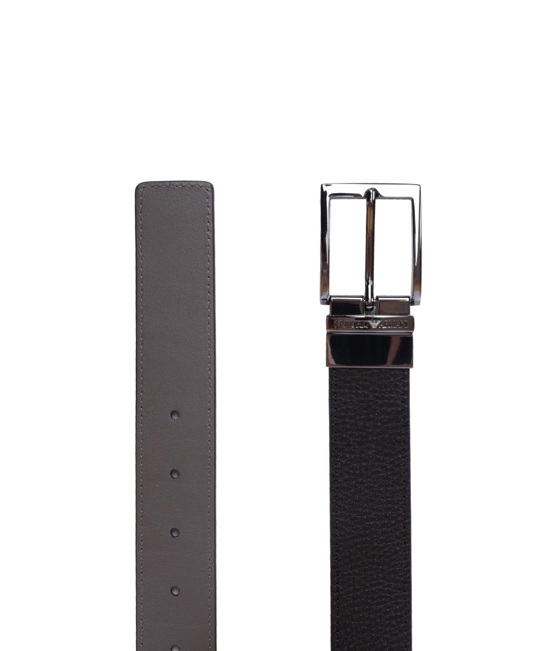 EMPORIO ARMANI Черный кожаный ремень, фото 2