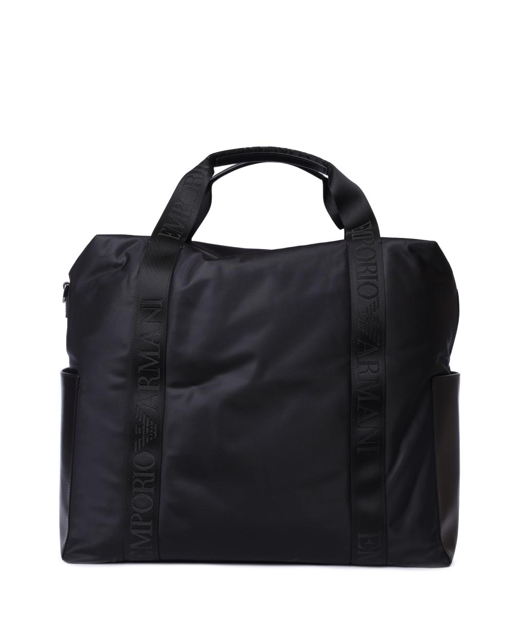 EMPORIO ARMANI Черная тканевая сумка тоут, фото 5