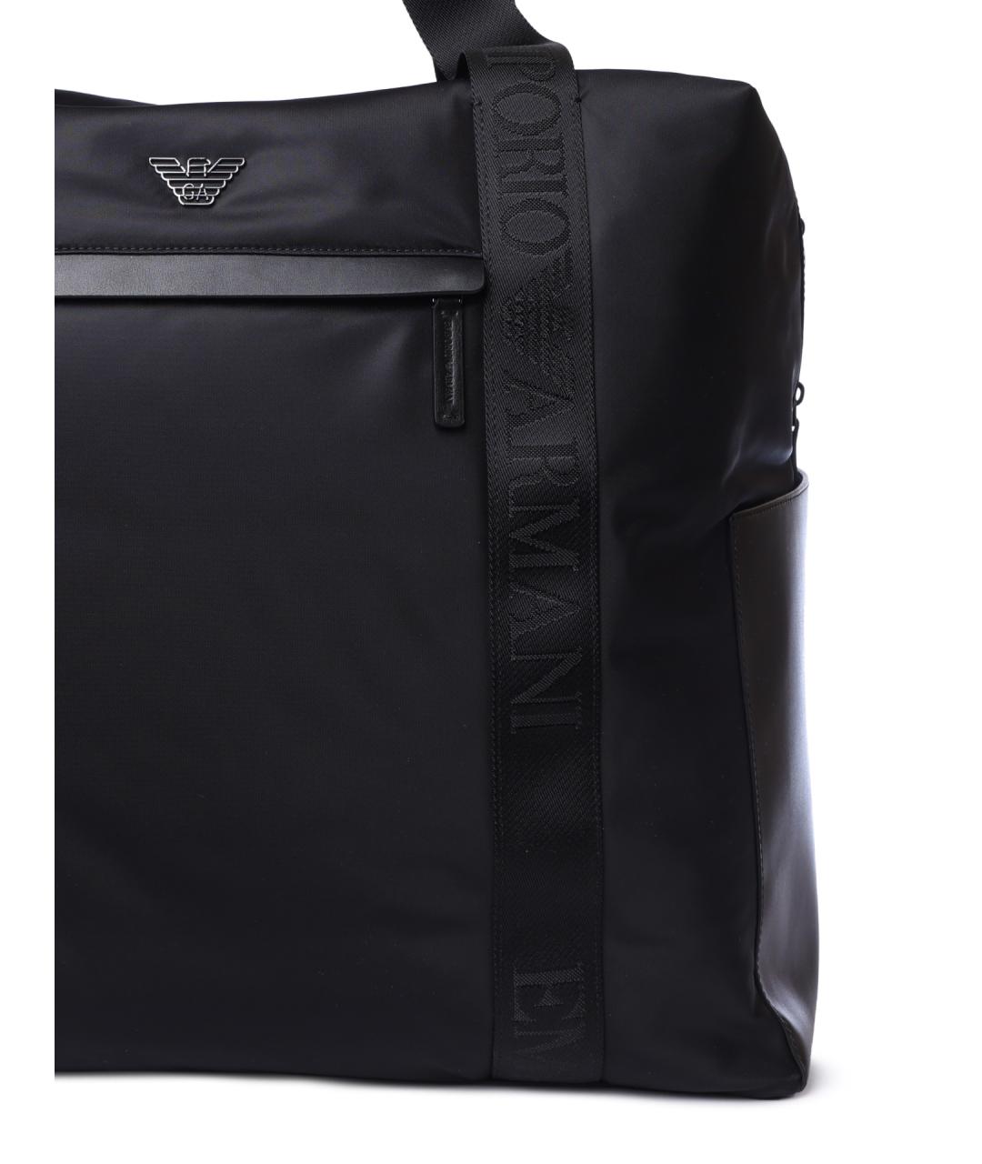EMPORIO ARMANI Черная тканевая сумка тоут, фото 4