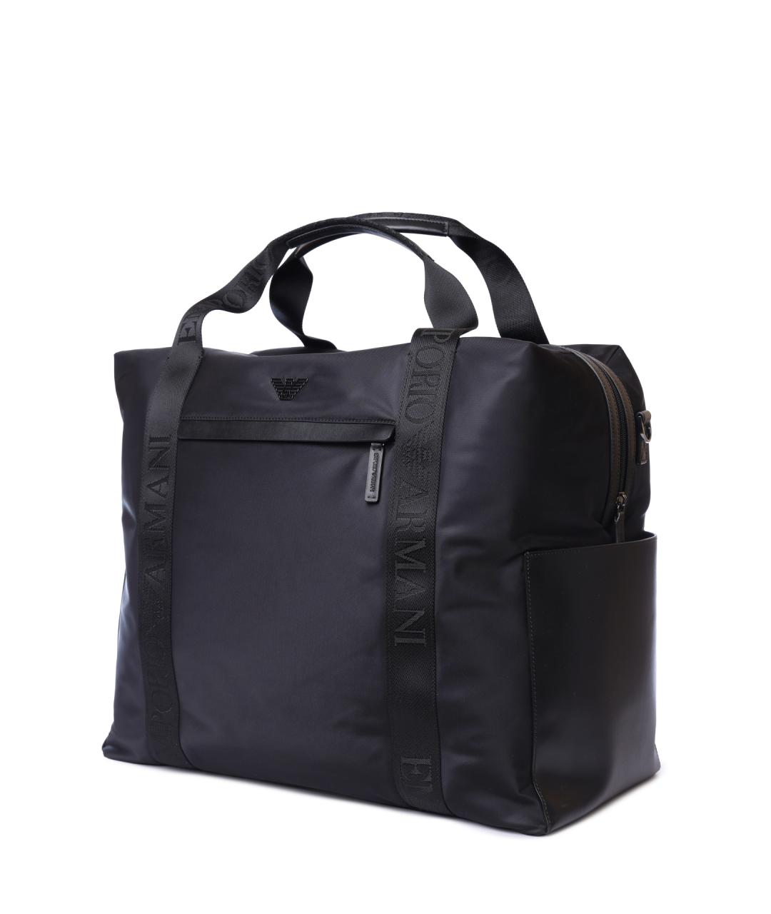 EMPORIO ARMANI Черная тканевая сумка тоут, фото 3