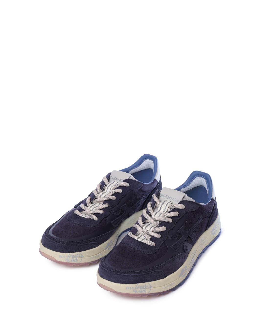PREMIATA Темно-синие замшевые низкие кроссовки / кеды, фото 2