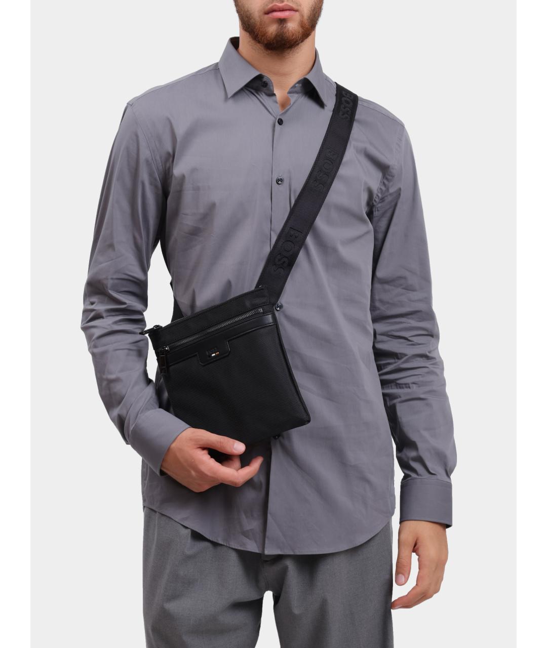 HUGO BOSS Черная тканевая сумка на плечо, фото 2