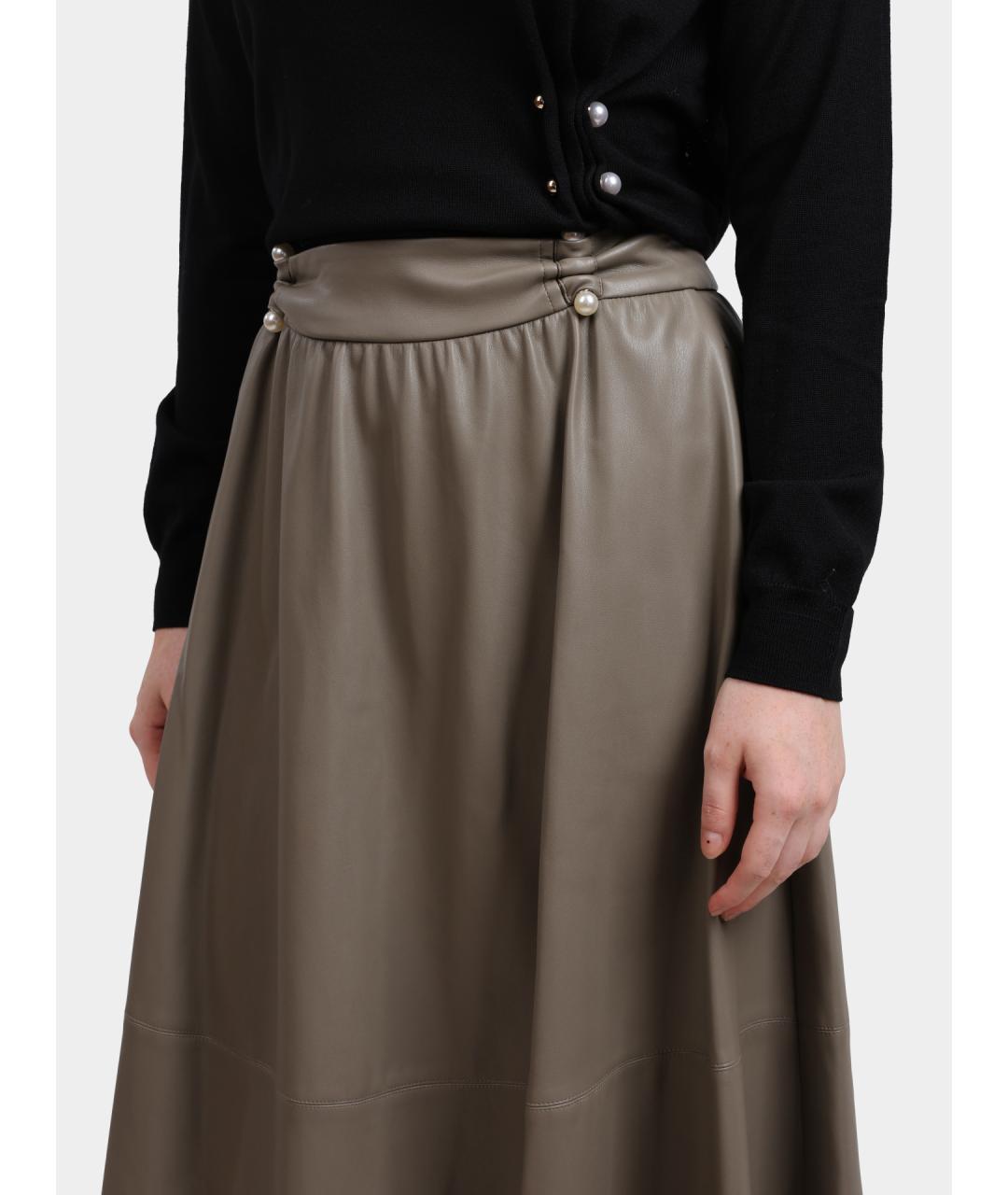 LIU JO Хаки юбка миди, фото 4