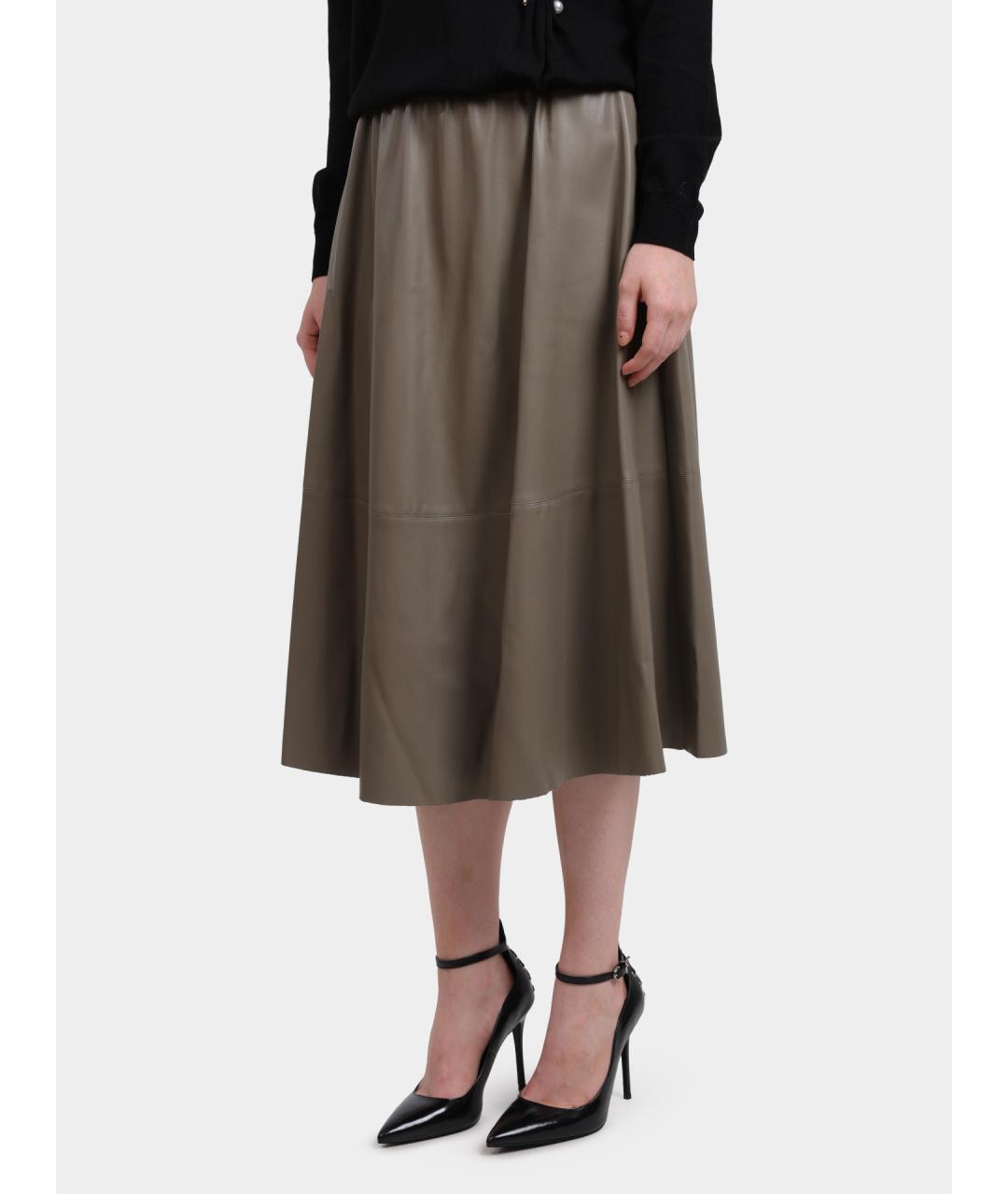 LIU JO Хаки юбка миди, фото 3