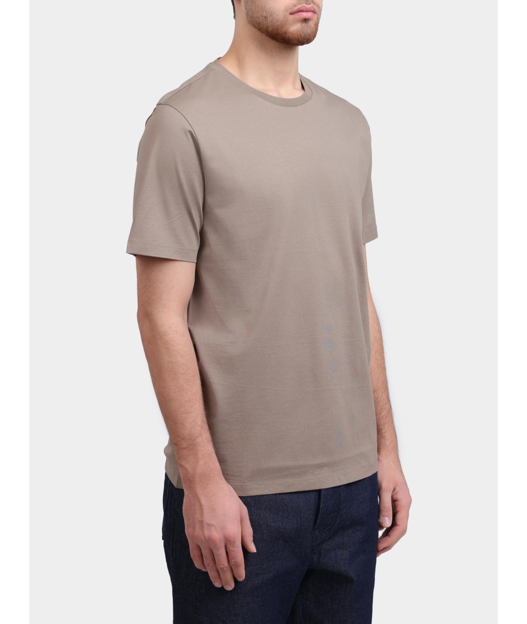 HUGO Бежевая хлопковая футболка, фото 3