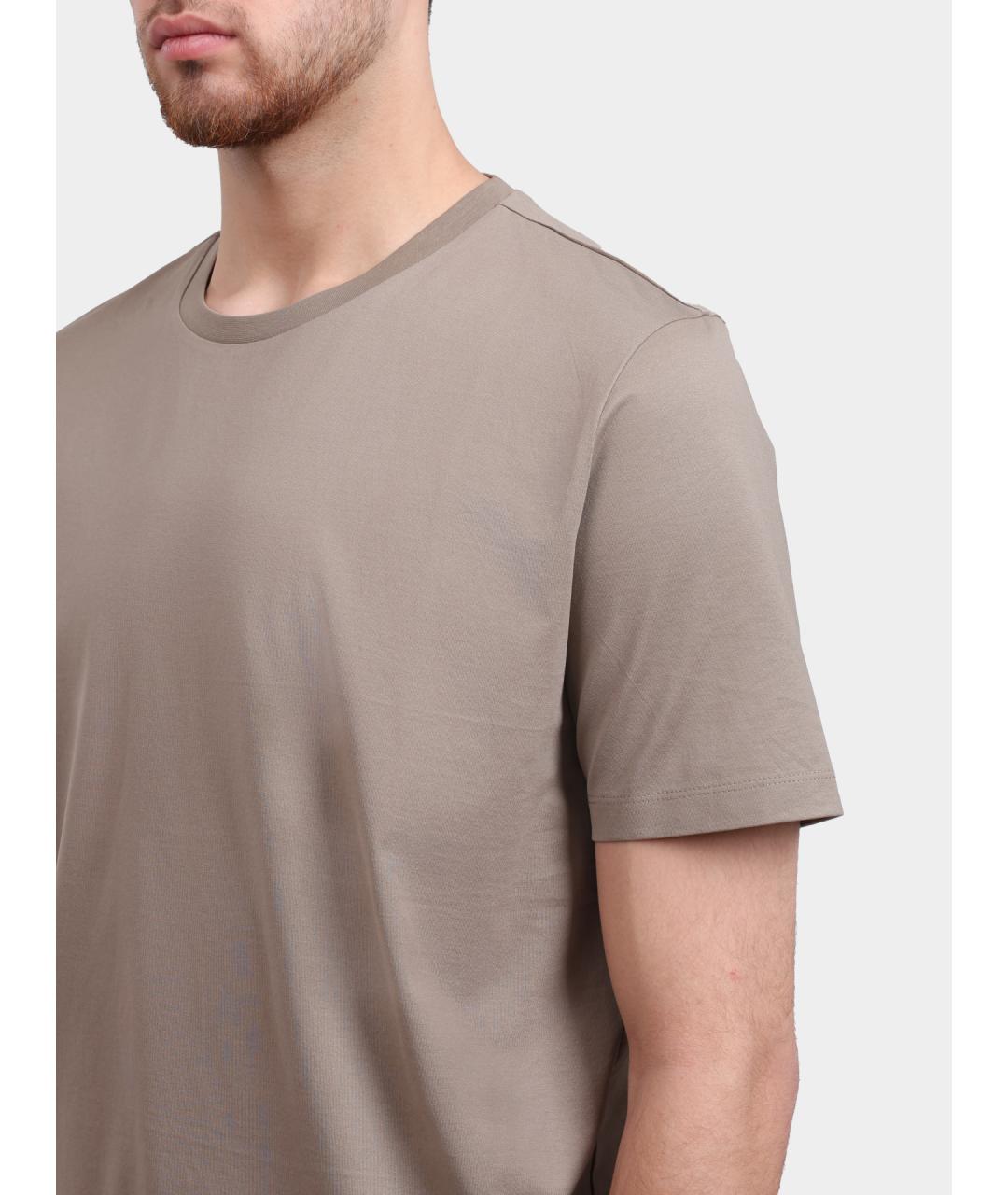 HUGO Бежевая хлопковая футболка, фото 4