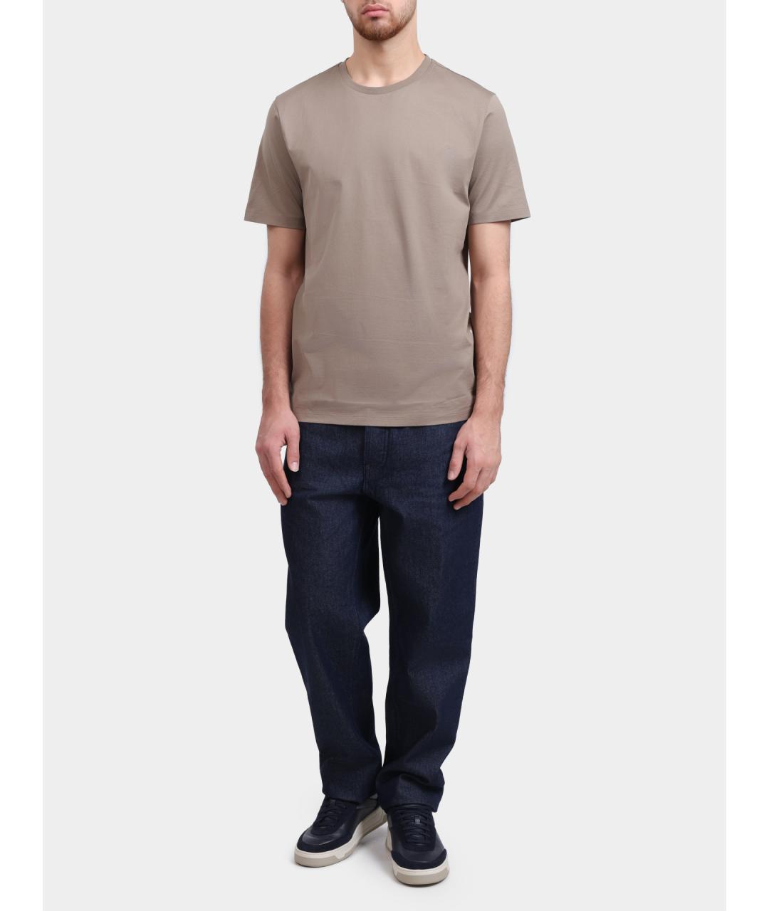 HUGO Бежевая хлопковая футболка, фото 2