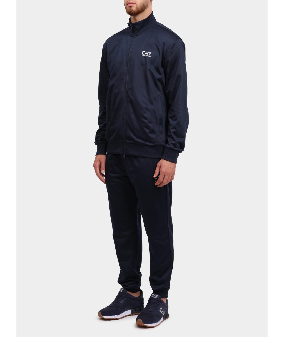 EA7 Темно-синий полиэстеровый спортивный костюм, фото 4