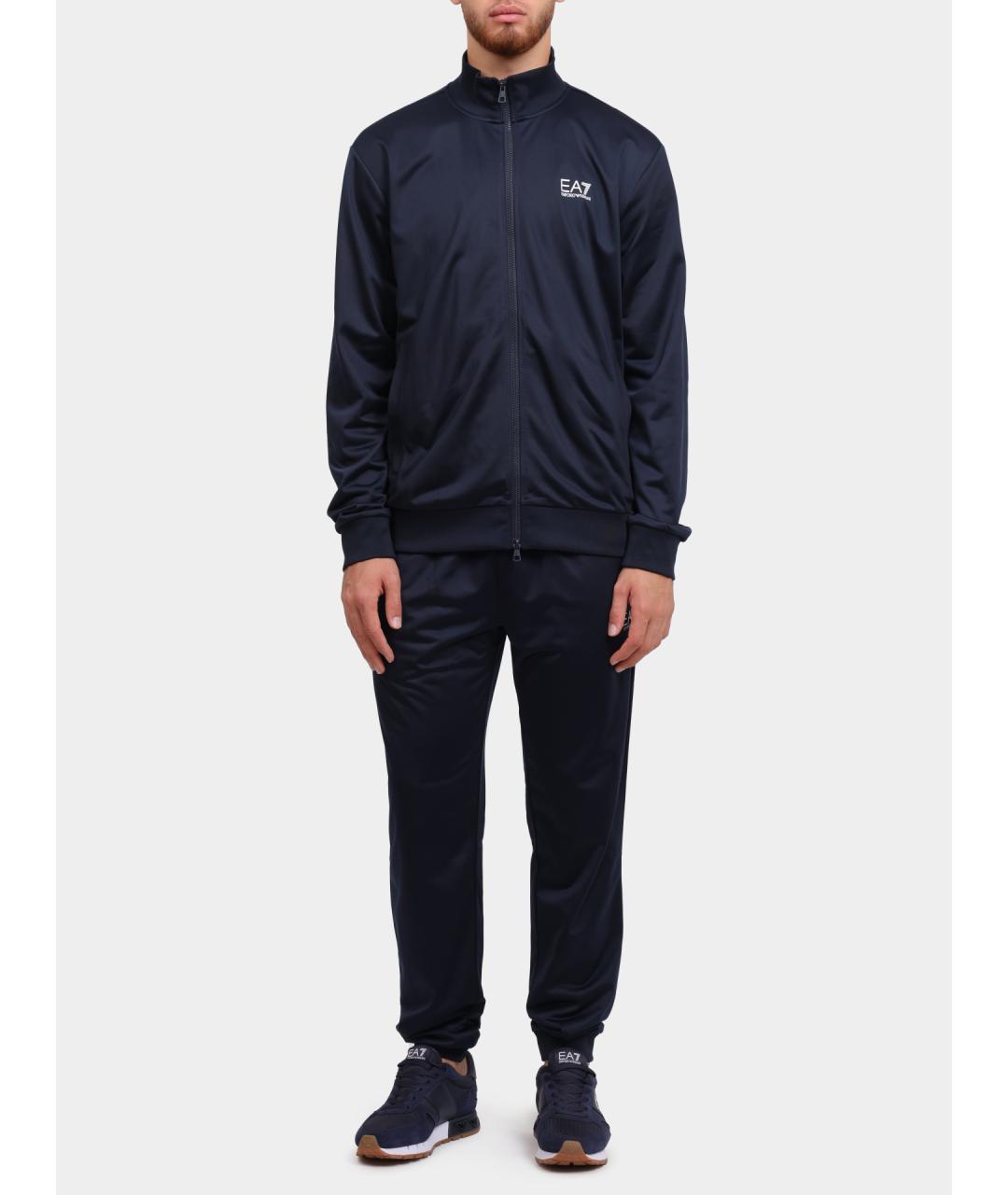 EA7 Темно-синий полиэстеровый спортивный костюм, фото 7