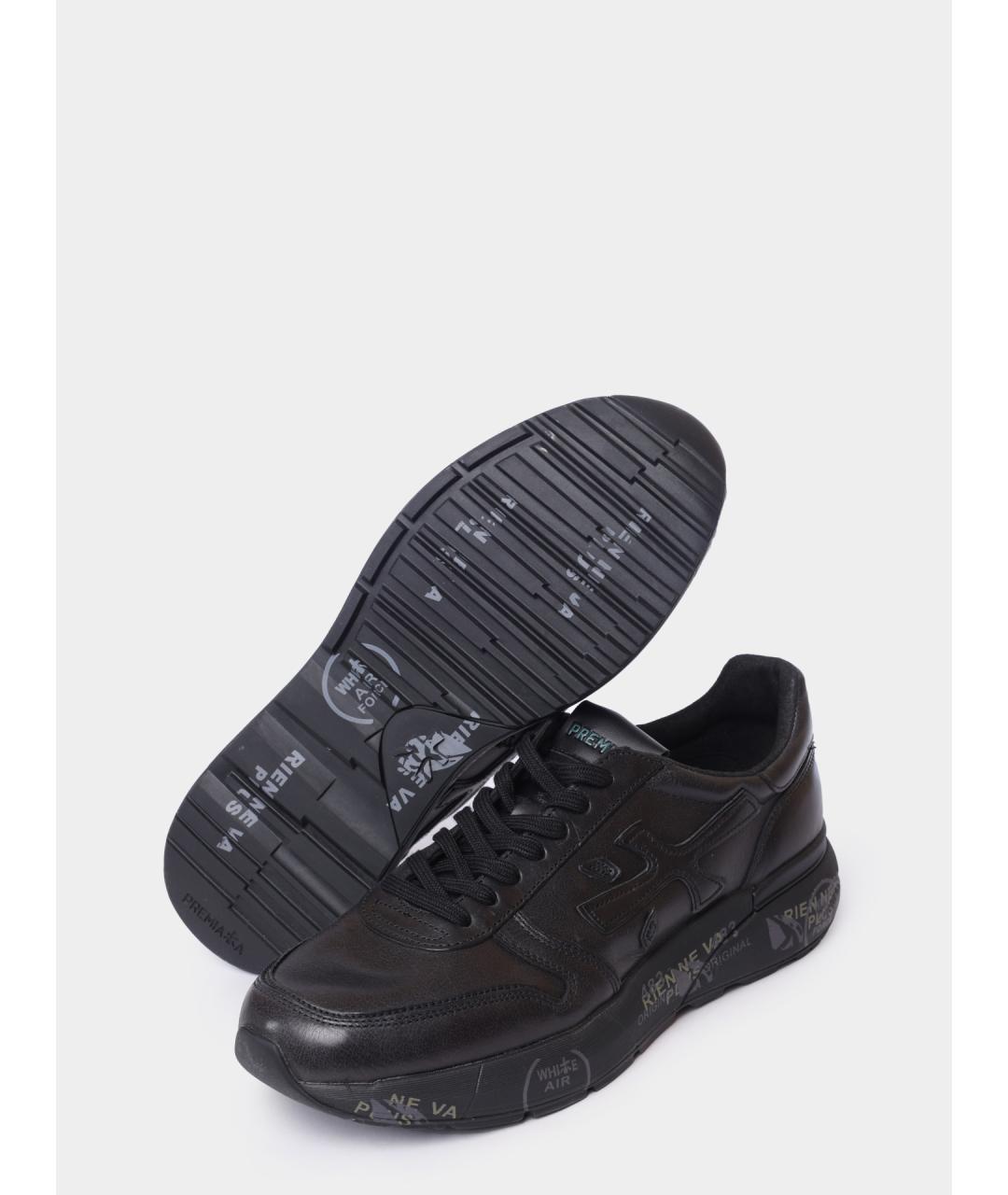 PREMIATA Черные кожаные низкие кроссовки / кеды, фото 4