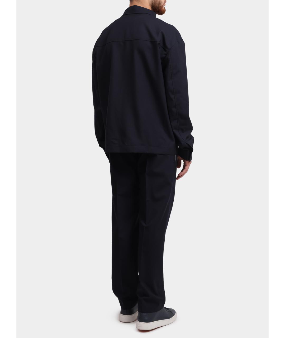HUGO BOSS Темно-синие шерстяные повседневные брюки, фото 5