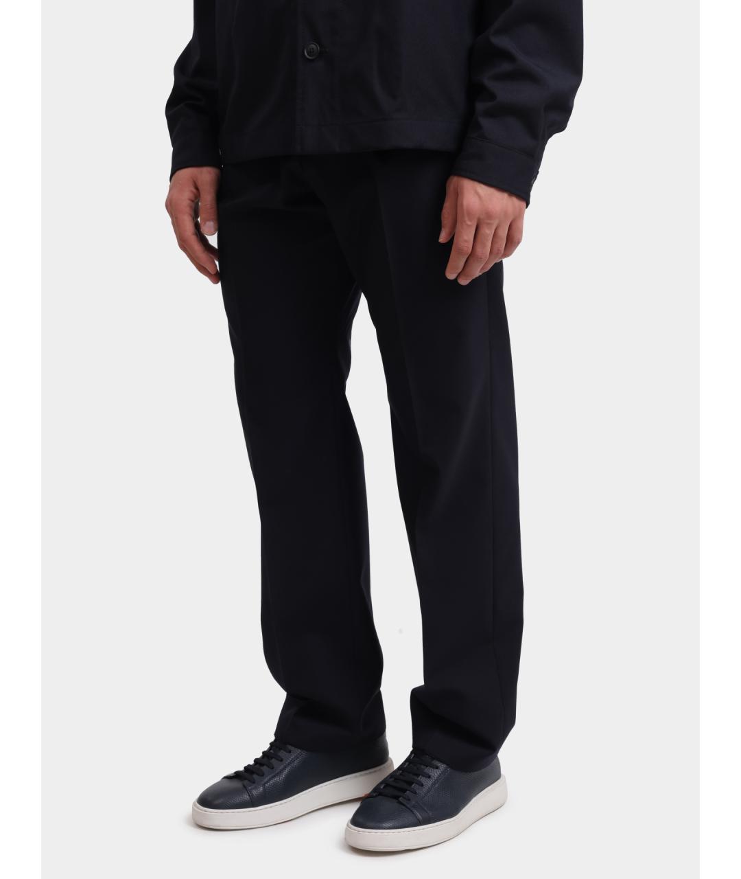 HUGO BOSS Темно-синие шерстяные повседневные брюки, фото 3