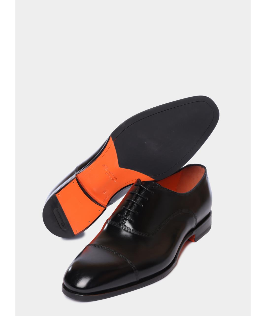 SANTONI Черные кожаные туфли, фото 4