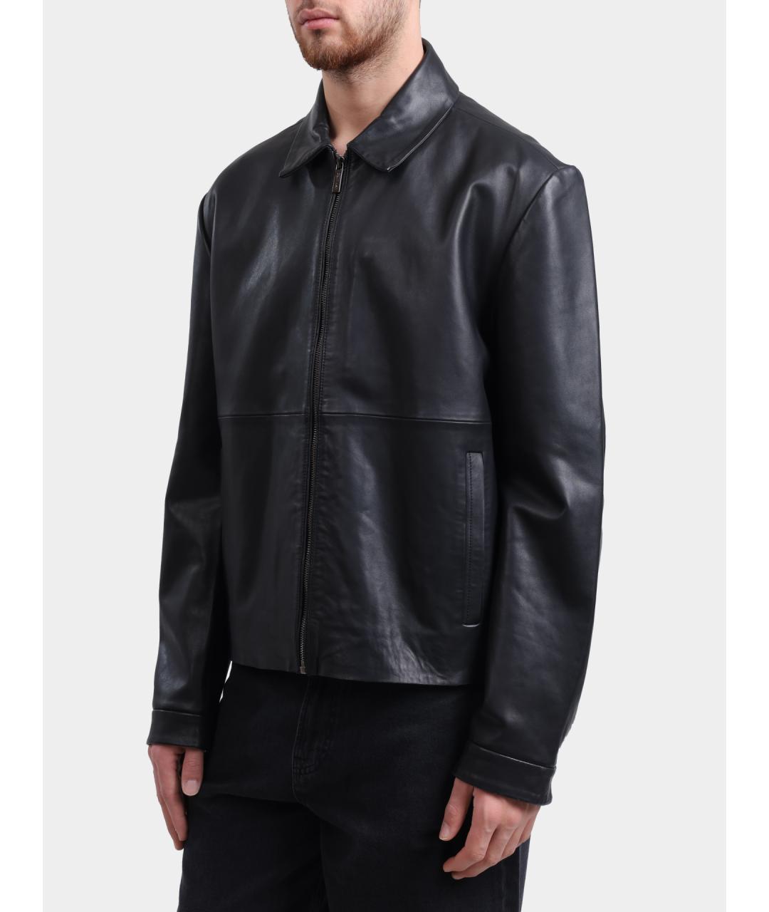 CALVIN KLEIN Черная кожаная куртка, фото 3