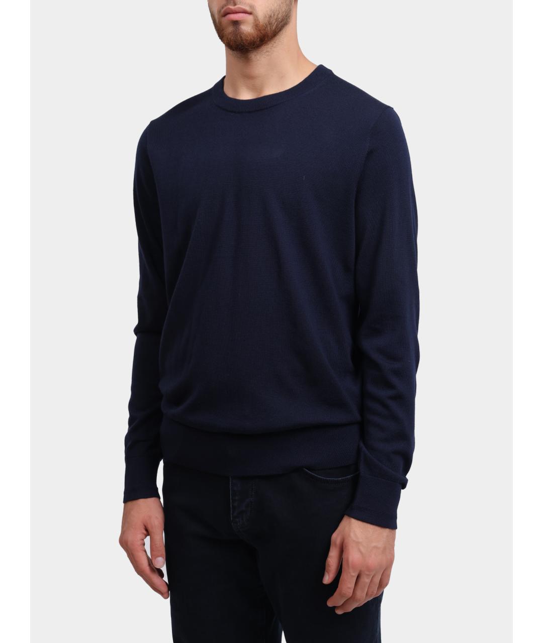 TOMMY HILFIGER Темно-синий шерстяной джемпер / свитер, фото 3