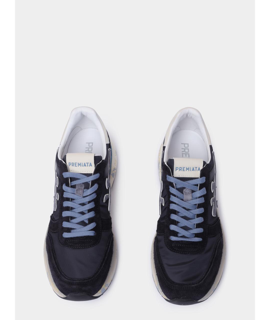 PREMIATA Темно-синие замшевые низкие кроссовки / кеды, фото 3