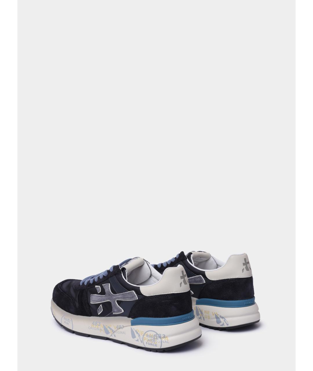 PREMIATA Темно-синие замшевые низкие кроссовки / кеды, фото 5