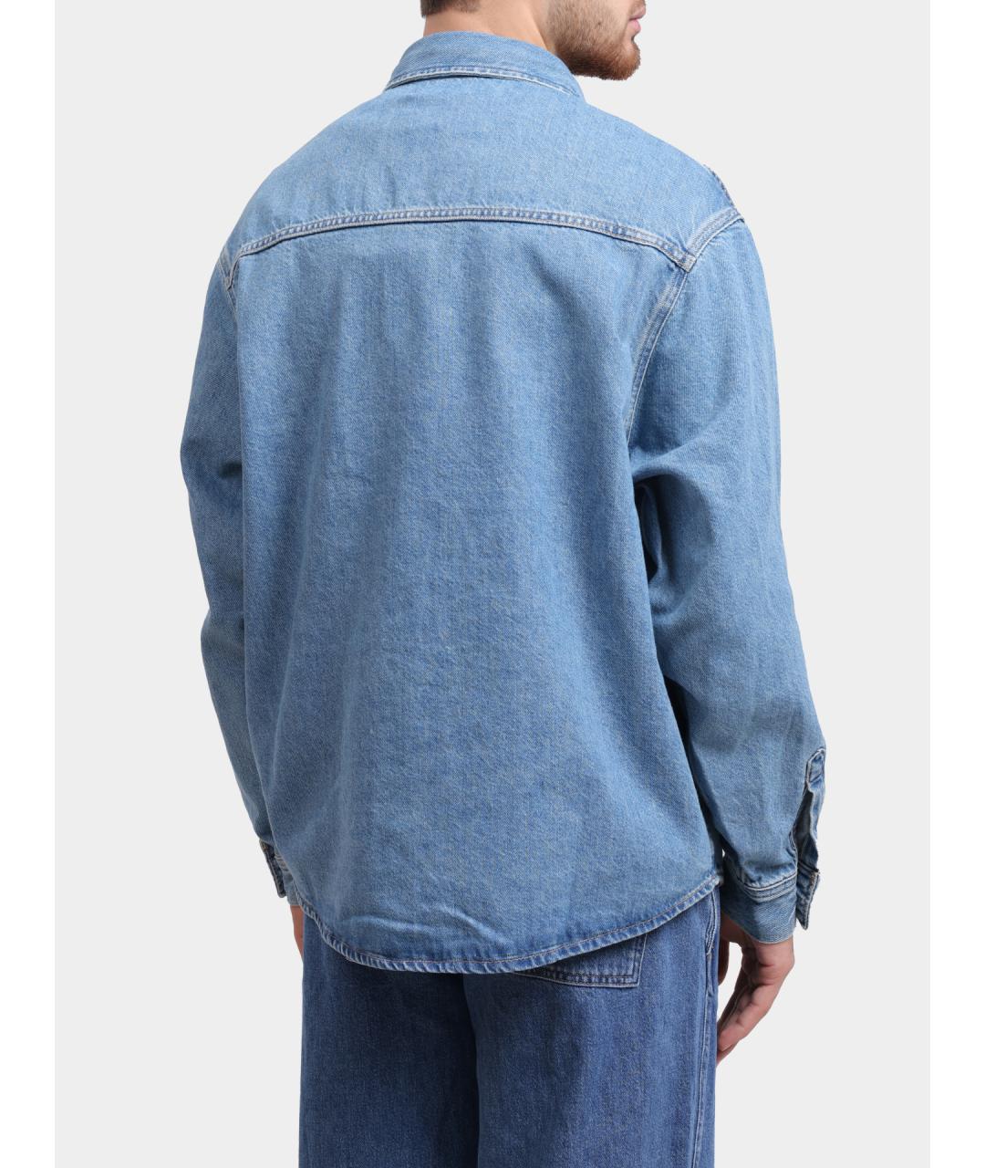 CALVIN KLEIN Голубая хлопковая кэжуал рубашка, фото 5