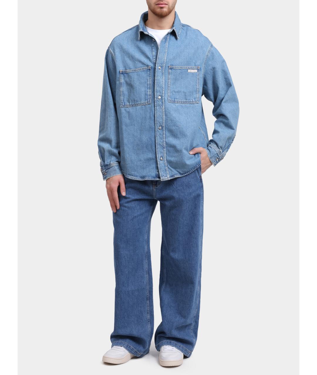 CALVIN KLEIN Голубая хлопковая кэжуал рубашка, фото 2