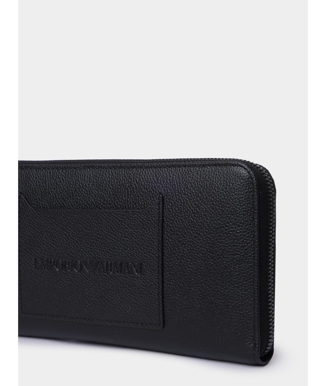 EMPORIO ARMANI Черный кожаный кошелек, фото 3
