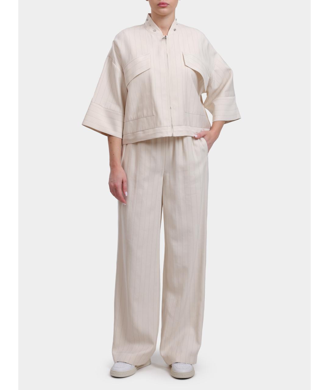 LIU JO Бежевые прямые брюки, фото 2