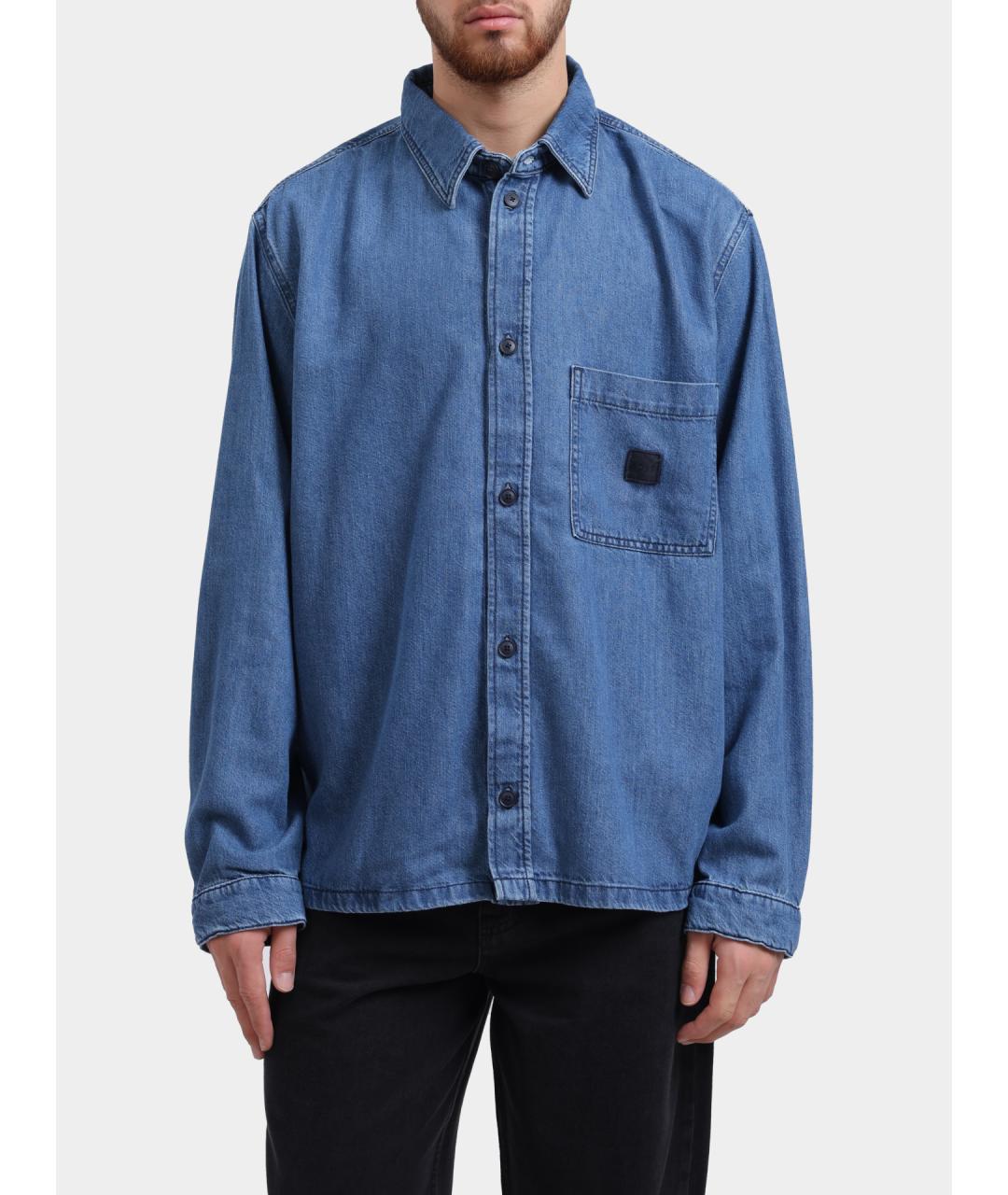 HUGO BOSS Синяя хлопковая кэжуал рубашка, фото 6