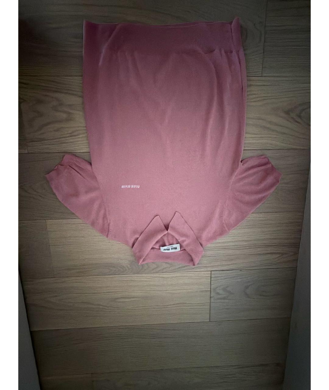 MIU MIU Розовая кашемировая футболка, фото 4