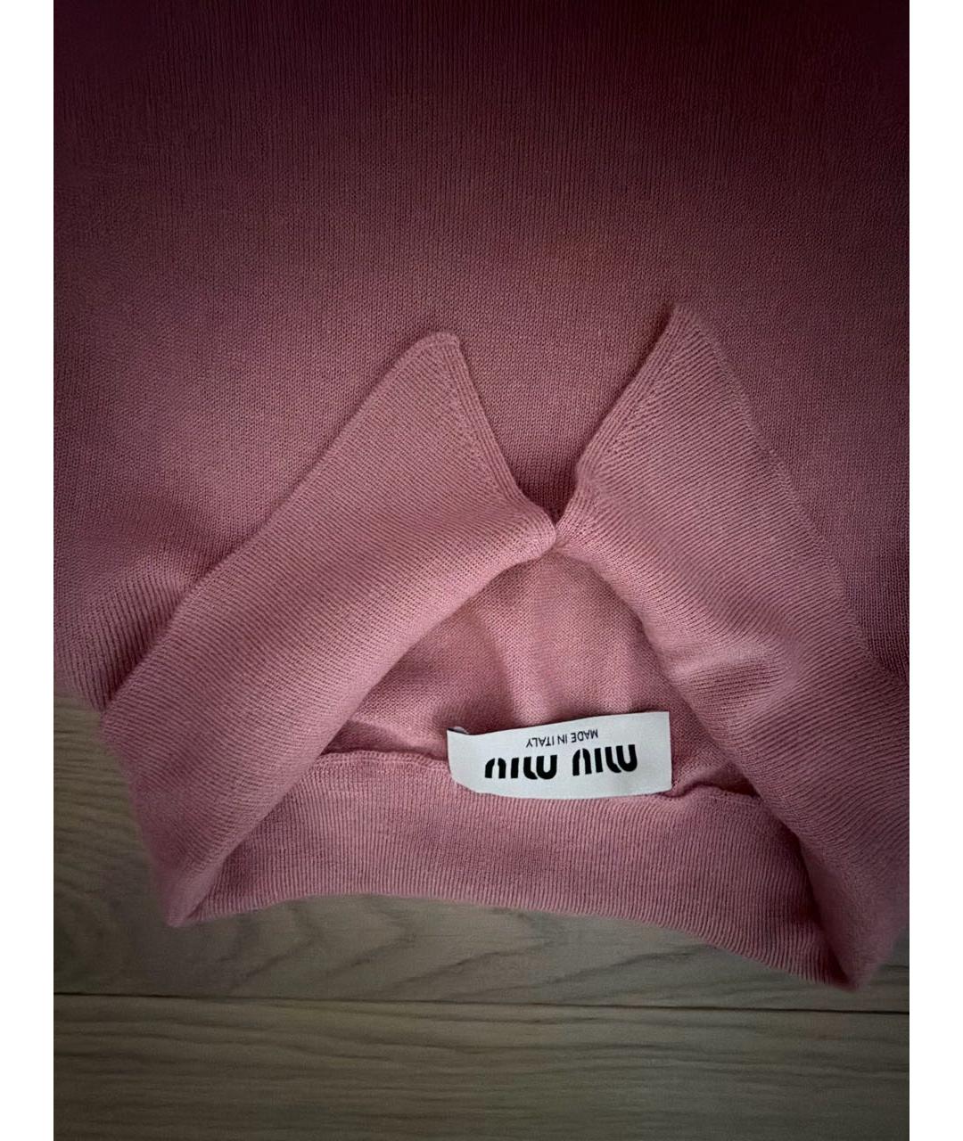 MIU MIU Розовая кашемировая футболка, фото 3