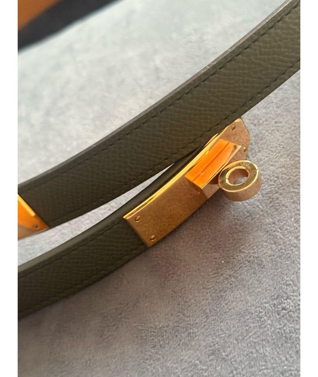 HERMES Зеленый кожаный ремень, фото 4