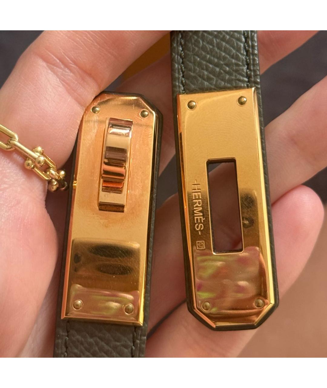 HERMES Зеленый кожаный ремень, фото 3