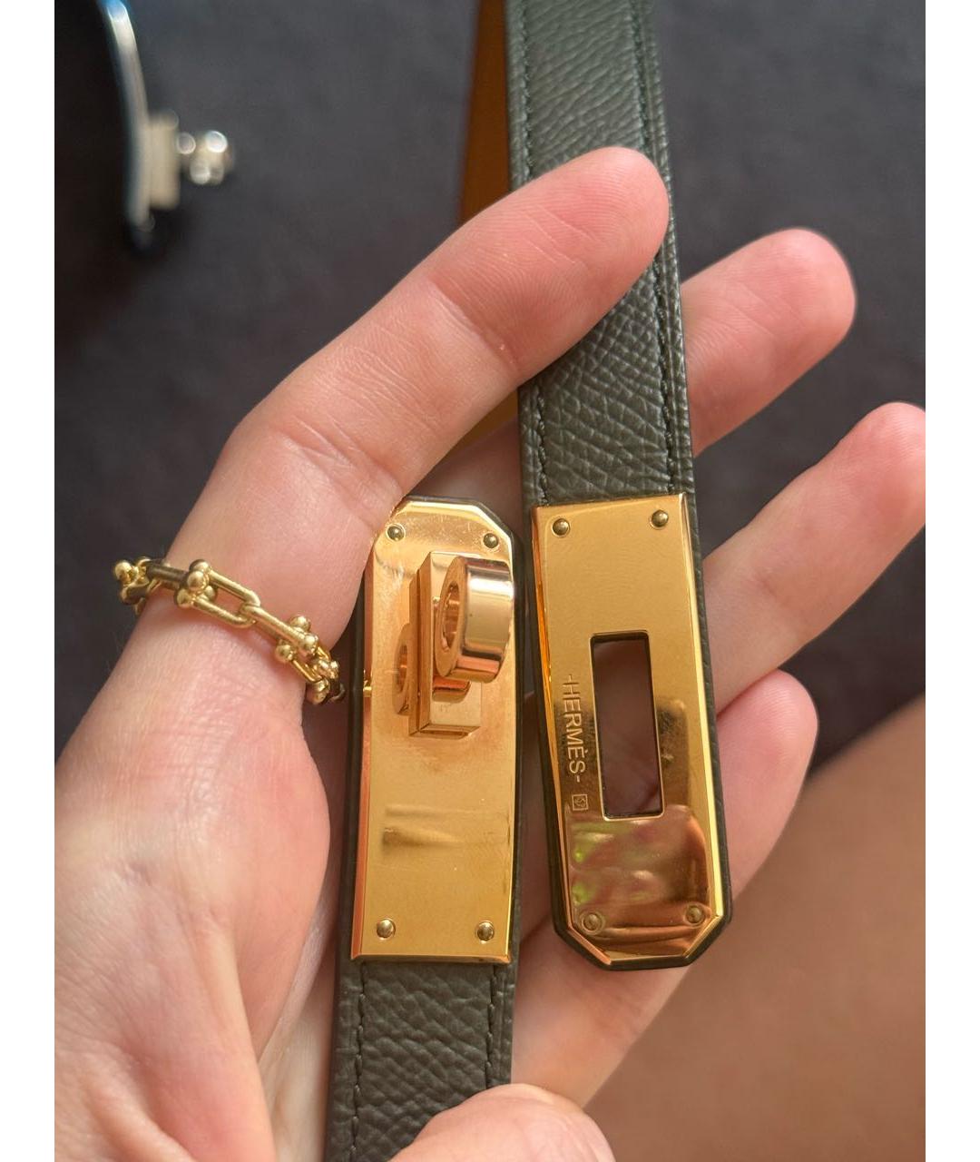 HERMES Зеленый кожаный ремень, фото 2