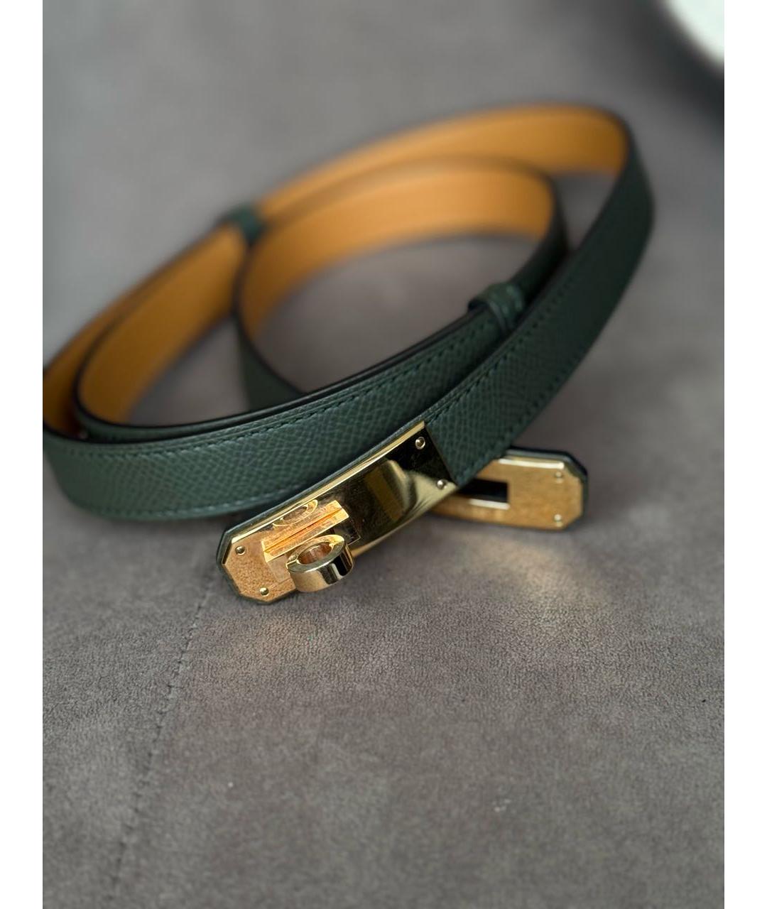 HERMES Зеленый кожаный ремень, фото 5