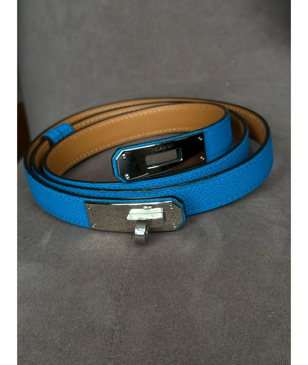 HERMES Синий кожаный ремень, фото 5