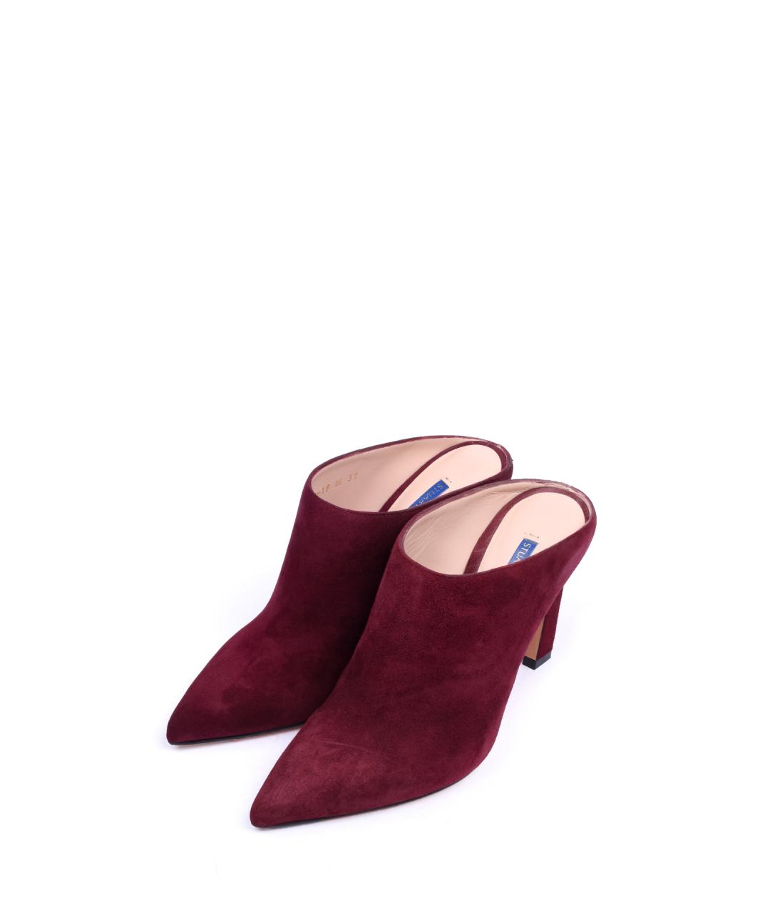 STUART WEITZMAN Красные замшевые мюли, фото 4